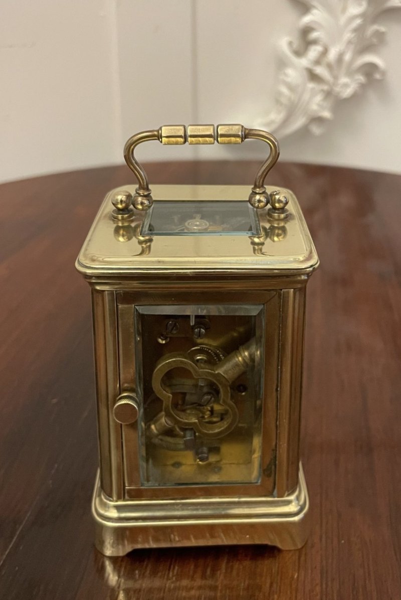 Antique Edwardian Quality Miniature Brass Carriage Clock By J C Vickery, London - Image 2